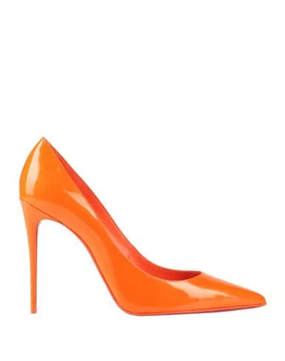 Christian Louboutin Orange Kate 100 Heels In O285 Fluo Orange/lin