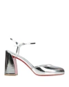 Christian Louboutin Minny 70 Metallic Leather Slingback Pumps In Silver