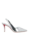 Christian Louboutin Stiletto Heel Pointed Toe Leather Pumps In Silver