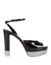 Christian Louboutin Cassandrissima Alta Crystal Leather Sandals 130 In Black