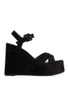 Christian Louboutin Supramariza 130 Velvet Wedge Sandals In Black