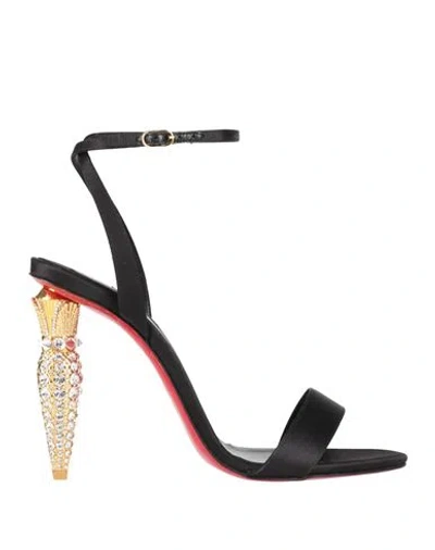 Christian Louboutin Woman Sandals Black Size 8 Textile Fibers