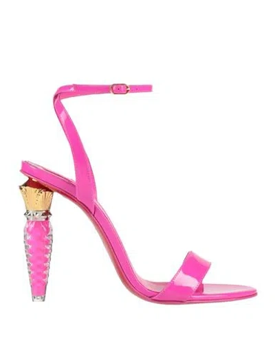 Christian Louboutin Woman Sandals Fuchsia Size 8 Leather In Pink
