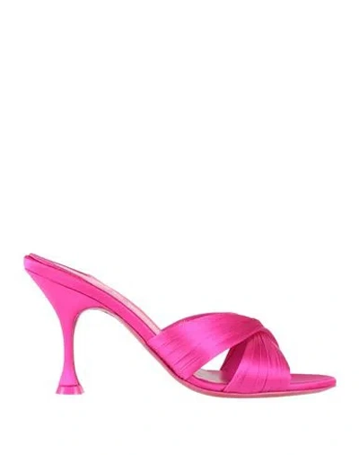 Christian Louboutin Woman Sandals Magenta Size 7.5 Textile Fibers In Magenta