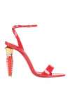 Christian Louboutin Woman Sandals Red Size 11 Calfskin In Red
