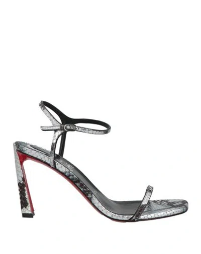 Christian Louboutin Woman Sandals Silver Size 11 Calfskin