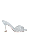 Christian Louboutin Mariza Is Back Strass Red Sole Crisscross Sandals In Silver