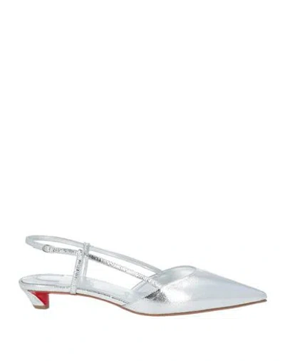 Christian Louboutin Woman Sandals Silver Size 9 Leather In Black
