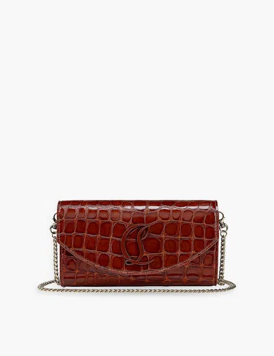 Christian Louboutin Womens Acajou Loubi54 Croc-embossed Leather Wallet-on-chain In Acajou