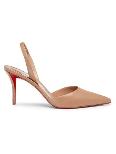 Christian Louboutin Women's Apostropha 80mm Leather Slingback Pumps In Tan