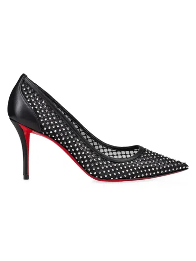 Christian Louboutin Women's Apostropha 80mm Mesh Strass Pumps In Black