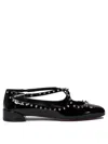 Christian Louboutin Black Patent Leather Pilouta Jane Spikes Flat Ballerinas In Black