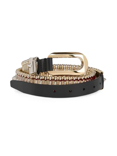 Christian Louboutin Women's Belt In Calf Leather With Spikes In Black
