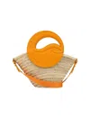 Christian Louboutin Small Biloumoon Straw-leather Top-handle Bag In Orange