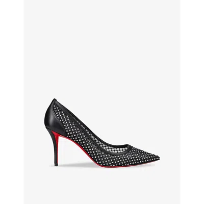 Christian Louboutin Apostropha Crystal Embellished Pointed Toe Pump In Black