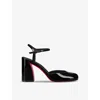 Christian Louboutin Jane Patent Red Sole Ankle-strap Pumps In Black