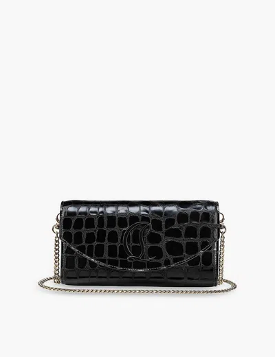 Christian Louboutin Womens Black Loubi54 Croc-embossed Leather Wallet-on-chain