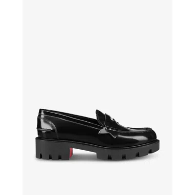 Christian Louboutin Womens Black Penny Lug Leather Loafers