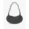 Christian Louboutin Le 54 Chain Shoulder Bag In Strass Netting Nappa In Black/silver