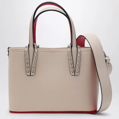 Christian Louboutin Women's Cabata Ivory Leather Mini Tote Bag With Spikes In Beige
