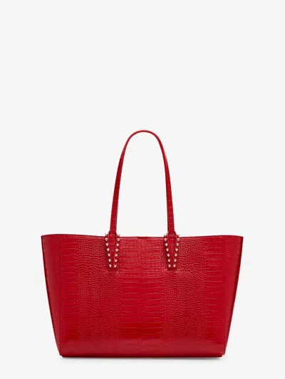 Christian Louboutin Women Cabata Leather Shoulder Bag With Croco Effect In Multi