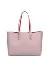 Christian Louboutin Cabata Small Studded Textured-leather Tote In Pink