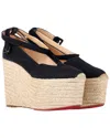 Christian Louboutin Women's Canvas Dehia Espadrille Platform Wedge (authentic  Pre-loved) In Black