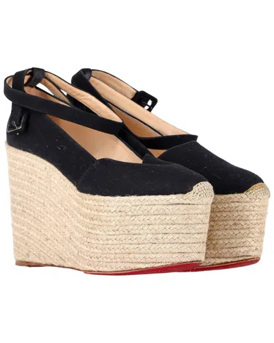 CHRISTIAN LOUBOUTIN CHRISTIAN LOUBOUTIN WOMEN'S CANVAS DEHIA ESPADRILLE PLATFORM WEDGE (AUTHENTIC  PRE-LOVED)