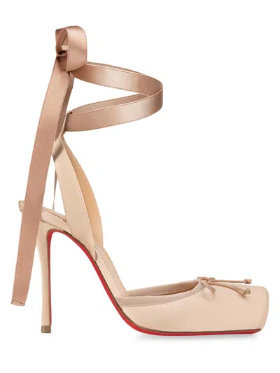 CHRISTIAN LOUBOUTIN WOMEN'S CASSIA LACE UP 100MM SATIN PUMPS