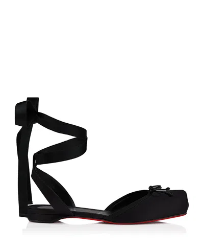 Christian Louboutin Women's Cassia Lace Up Ballerina In Black