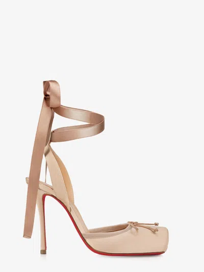 Christian Louboutin Women Cassia Lace Up Satin Pumps In Neutral