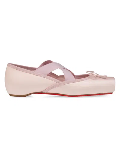 Christian Louboutin Women's Cassiasticina Satin Ballerinas In Pink