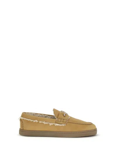Christian Louboutin Chambeliboat Shearling-lined Suede Loafers In Neutral