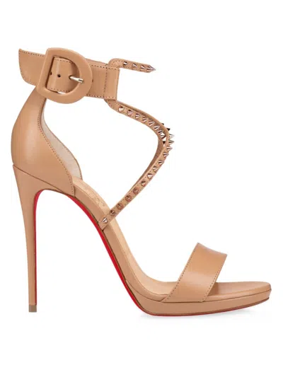 Christian Louboutin Women's Choca Lux 120mm Leather Sandals In Beige