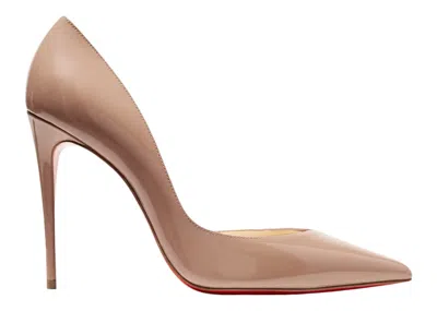 Pre-owned Christian Louboutin Women's  Iriza 100mm Pump Patent Leather Sneakers In Nude/red