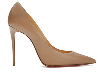 Pre-owned Christian Louboutin Women's  Kate 100mm Pump Nappa Leather Sneakers In Nude/red