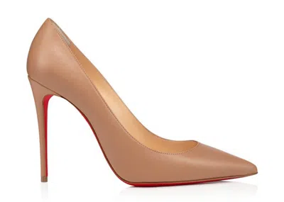 Pre-owned Christian Louboutin Women's  Kate 100mm Pump Nappa Shiny Leather Sneakers In Nude/red In Multi