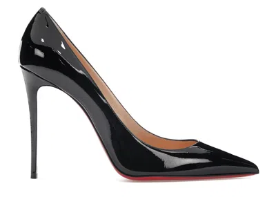 Pre-owned Christian Louboutin Women's  Kate 100mm Pump Patent Leather Sneakers In Black/red