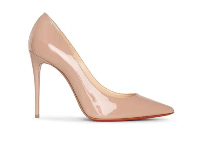 Pre-owned Christian Louboutin Women's  Kate 100mm Pump Patent Leather Sneakers In Nude/red