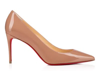 Pre-owned Christian Louboutin Women's  Kate 85mm Pump Patent Leather Sneakers In Nude/red