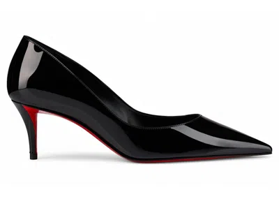 Pre-owned Christian Louboutin Women's  Miss Z 60mm Pump Patent Calf Leather Sneakers In Black
