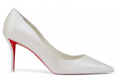 Pre-owned Christian Louboutin Women's  Miss Z 80mm Pump Pearlescent Nappa Leather Sneakers In Bianco