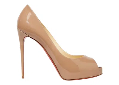 Pre-owned Christian Louboutin Women's  New Very Prive 120 Pump Patent Leather Sneakers In Nude/red