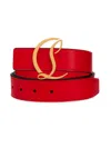 Christian Louboutin Women's Cl Logo Leather Belt In Red