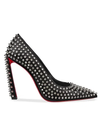 Christian Louboutin Condora Spikes 100mm Studded Leather Pumps In Black