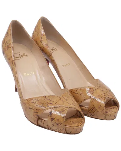 Christian Louboutin Women's Cork Shelley Peep-toe Pump (authentic Pre-loved) In Brown