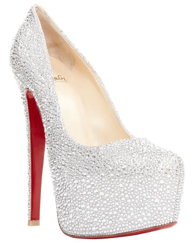 Pre-owned Christian Louboutin Women's Cotton Daffodile Strass 160 Crystal Platform Pumps  (authentic Pre-loved