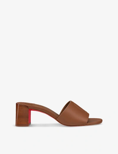 CHRISTIAN LOUBOUTIN WOMENS CUOIO SO CL 55 LEATHER HEELED MULES EUR 38/5 UK