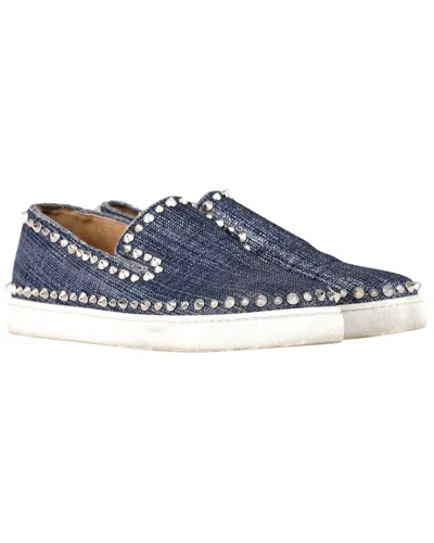 CHRISTIAN LOUBOUTIN CHRISTIAN LOUBOUTIN WOMEN'S DENIM LUX SPIKES PIK BOAT SNEAKER (AUTHENTIC PRE-  LOVED)