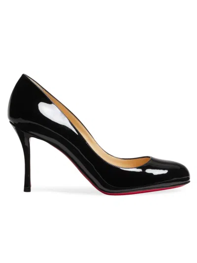 Christian Louboutin Kate Snakeskin Embossed Patent Leather Pump In Black